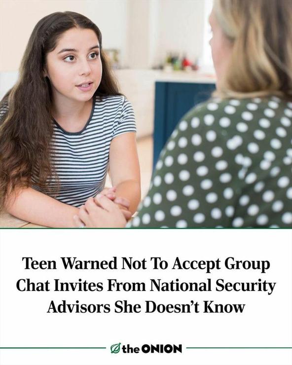 A photo of a teen with her mother: "Teen Warned Not To Accept Group Chat Invites From National Security Advisors She Doesn’t Know"
